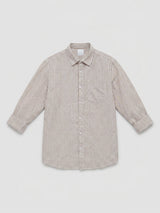 Men Shirt Stripe Brown Regular Fit