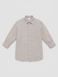 Men Shirt Stripe Brown Regular Fit