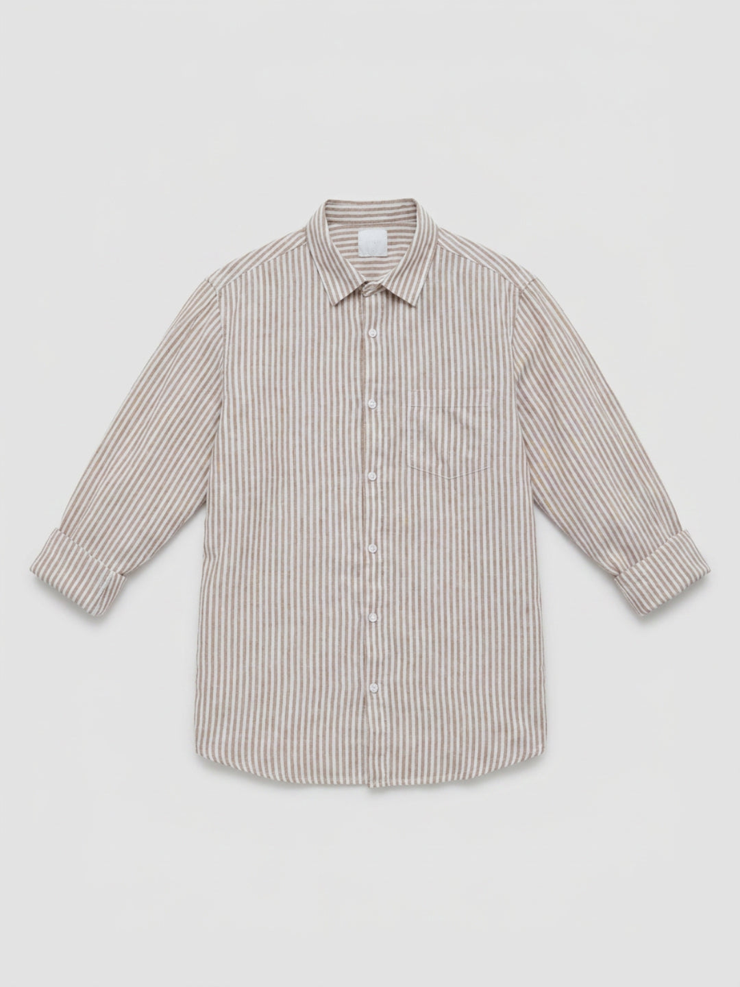 Men Shirt Stripe Brown Regular Fit