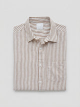 Men Shirt Stripe Brown Regular Fit