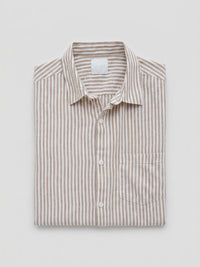 Men Shirt Stripe Brown Regular Fit