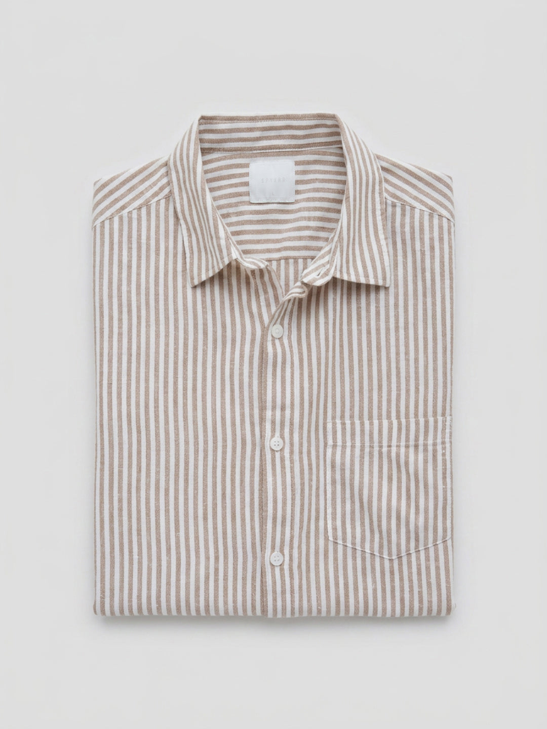 Men Shirt Stripe Brown Regular Fit