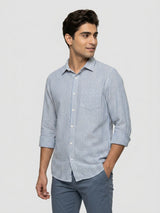 Men Shirt Stripe Blue Regular Fit