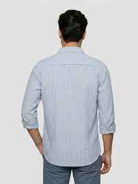 Men Shirt Stripe Blue Regular Fit
