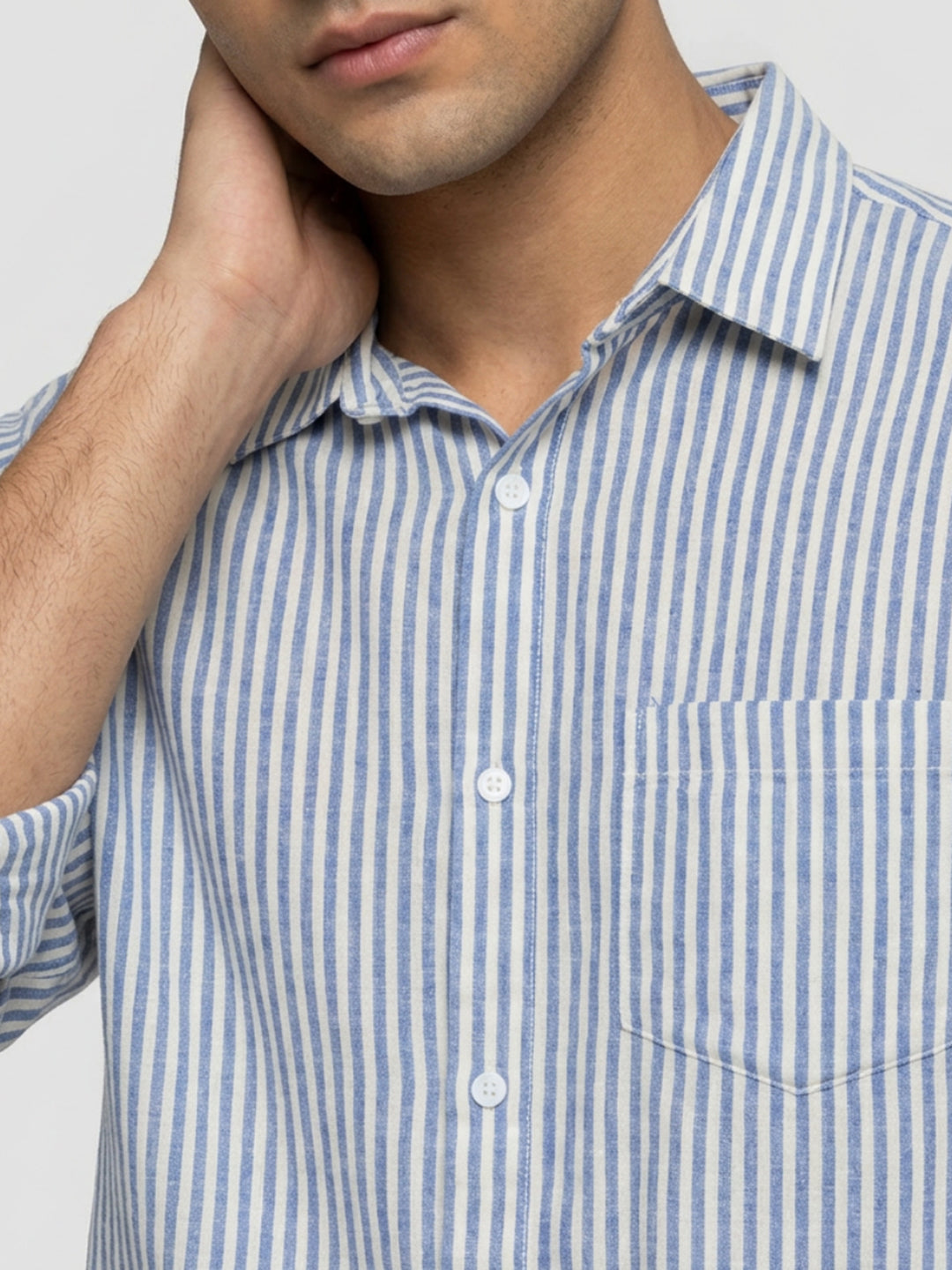 Men Shirt Stripe Blue Regular Fit
