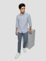Men Shirt Stripe Blue Regular Fit