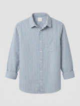 Men Shirt Stripe Blue Regular Fit