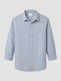 Men Shirt Stripe Blue Regular Fit