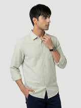 Men Shirt Stripe Green Regular Fit