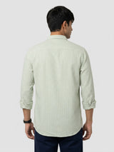 Men Shirt Stripe Green Regular Fit