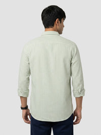 Men Shirt Stripe Green Regular Fit