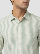 Men Shirt Stripe Green Regular Fit