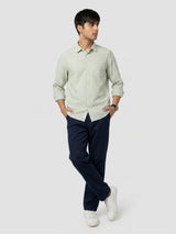 Men Shirt Stripe Green Regular Fit