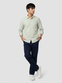 Men Shirt Stripe Green Regular Fit
