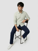 Men Shirt Stripe Green Regular Fit