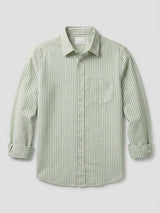 Men Shirt Stripe Green Regular Fit