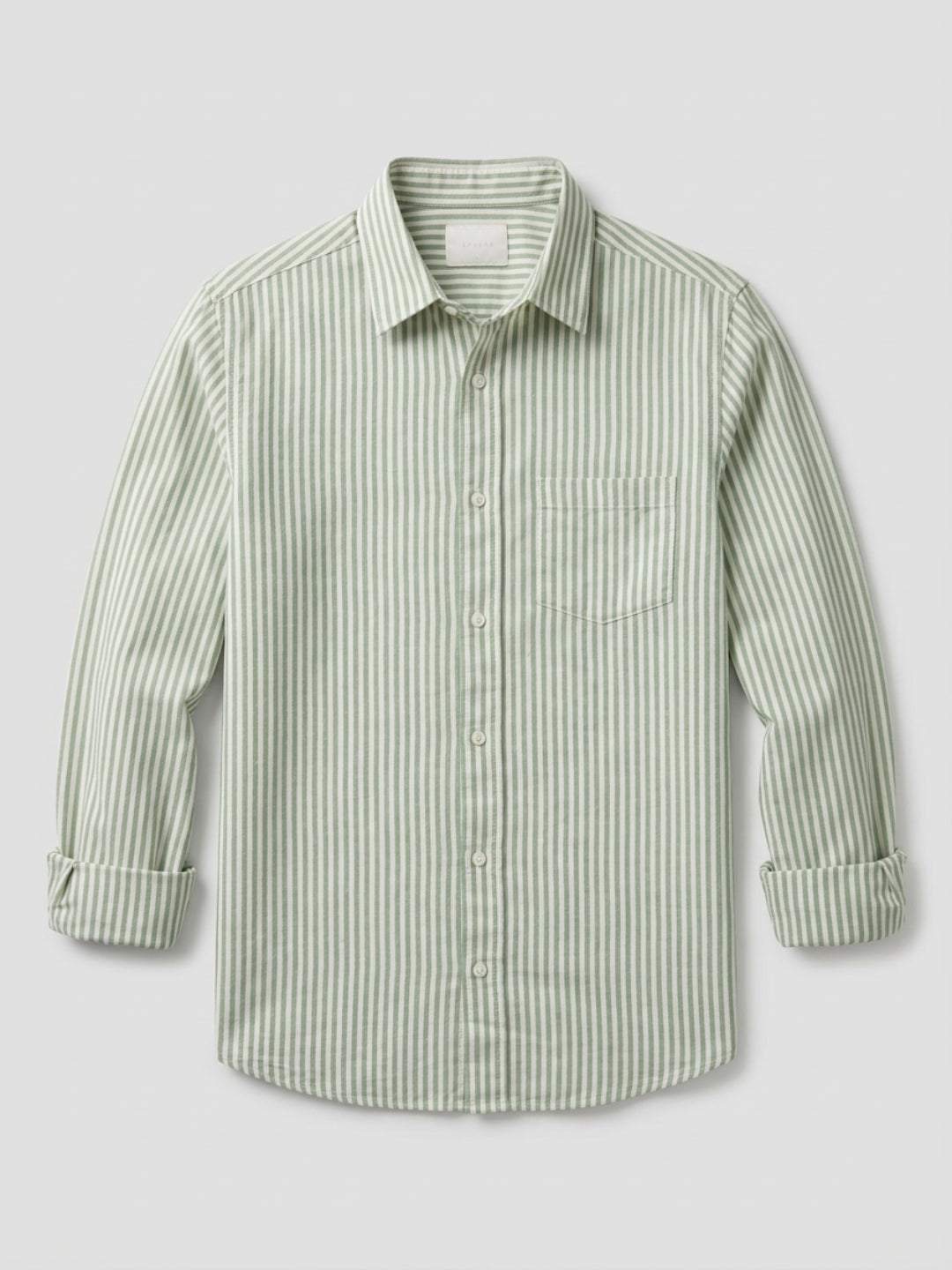 Men Shirt Stripe Green Regular Fit