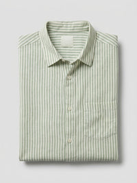Men Shirt Stripe Green Regular Fit