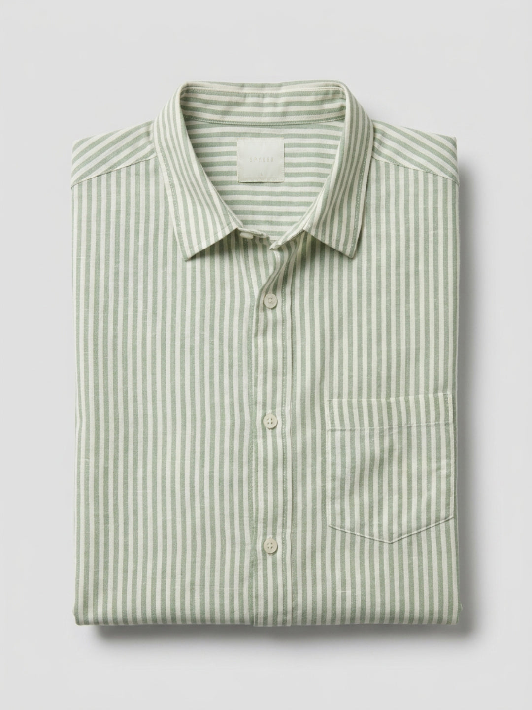 Men Shirt Stripe Green Regular Fit