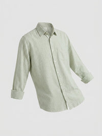 Men Shirt Stripe Green Regular Fit