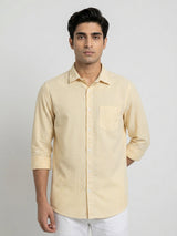 Men Shirt Stripe Yellow Regular Fit