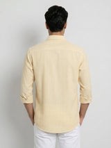 Men Shirt Stripe Yellow Regular Fit