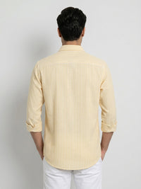 Men Shirt Stripe Yellow Regular Fit