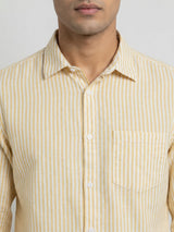 Men Shirt Stripe Yellow Regular Fit
