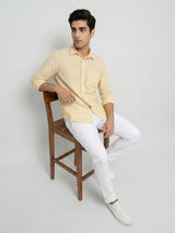 Men Shirt Stripe Yellow Regular Fit