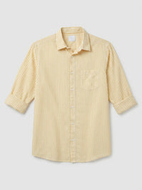 Men Shirt Stripe Yellow Regular Fit
