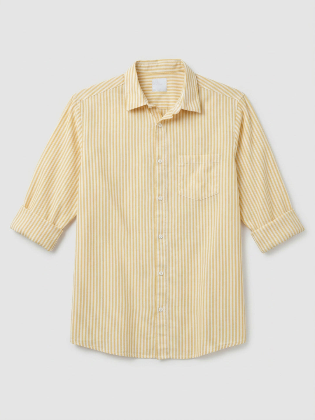 Men Shirt Stripe Yellow Regular Fit