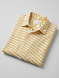 Men Shirt Stripe Yellow Regular Fit