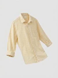 Men Shirt Stripe Yellow Regular Fit