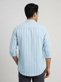 Men Shirt Stripe Blue Regular Fit