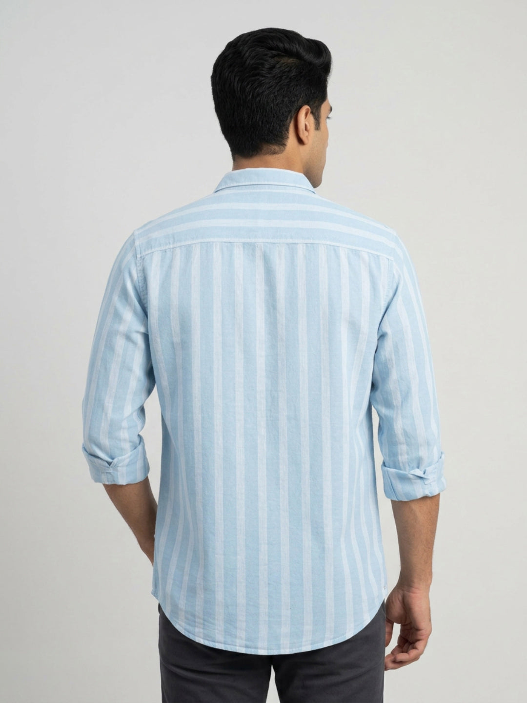 Men Shirt Stripe Blue Regular Fit