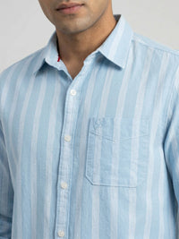 Men Shirt Stripe Blue Regular Fit