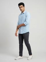 Men Shirt Stripe Blue Regular Fit