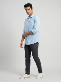 Men Shirt Stripe Blue Regular Fit