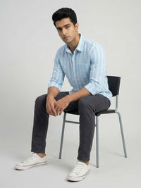 Men Shirt Stripe Blue Regular Fit