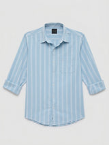 Men Shirt Stripe Blue Regular Fit