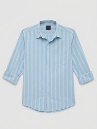 Men Shirt Stripe Blue Regular Fit