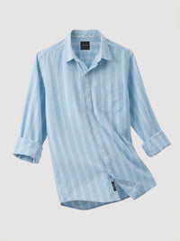 Men Shirt Stripe Blue Regular Fit