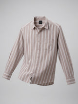 Men Shirt Stripe Beige Regular Fit