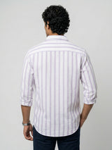 Men Shirt Stripe Lilac Regular Fit