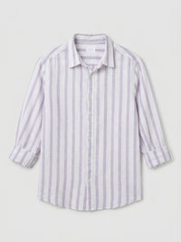 Men Shirt Stripe Lilac Regular Fit