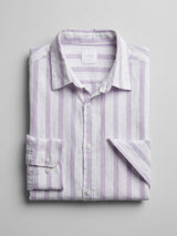 Men Shirt Stripe Lilac Regular Fit