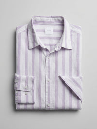 Men Shirt Stripe Lilac Regular Fit