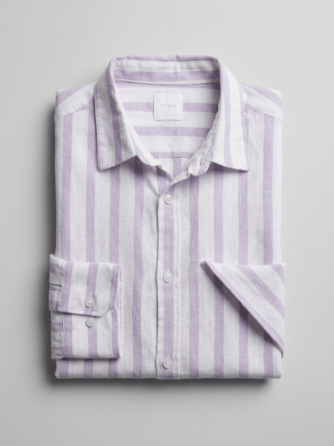Men Shirt Stripe Lilac Regular Fit