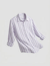 Men Shirt Stripe Lilac Regular Fit