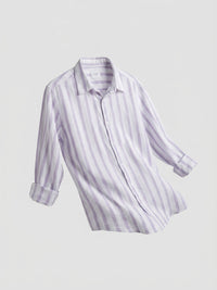 Men Shirt Stripe Lilac Regular Fit